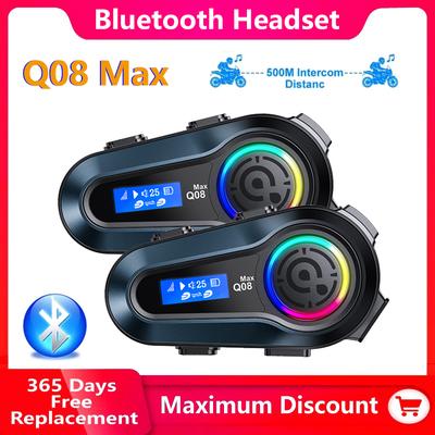 Мотошлем Q08 Max с Bluetooth-интеркомом, летний, с ЖК-дисплеем HD, функциями обмена музыкой, дальностью связи 500 метров, водонепроницаемый