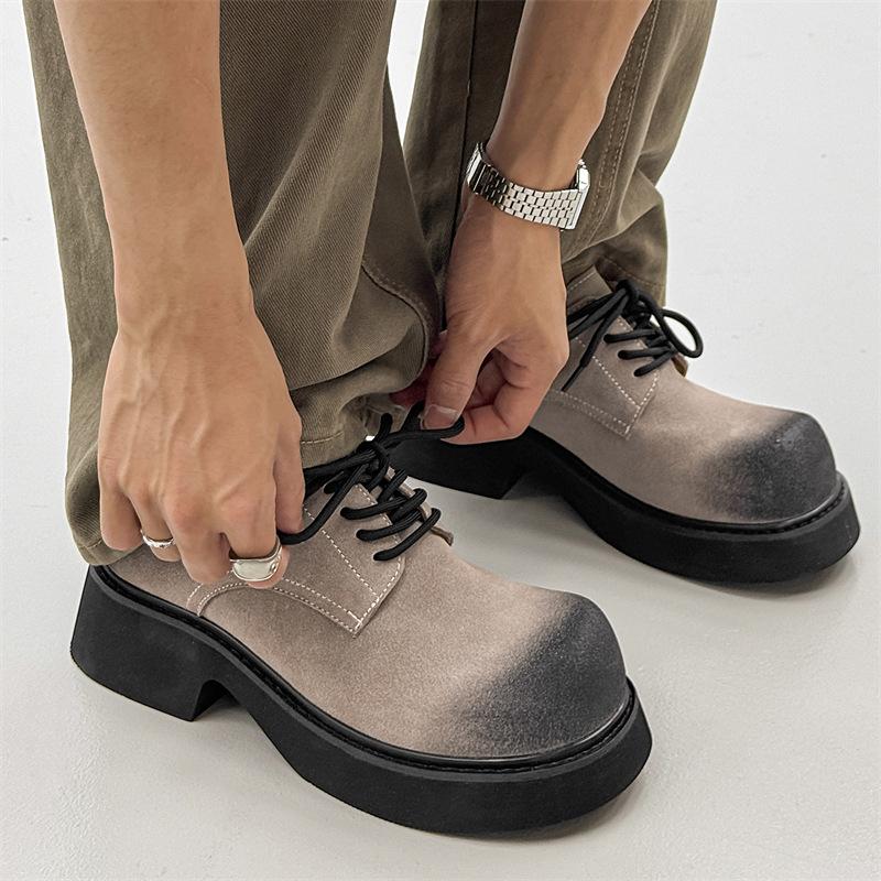 Туфли с большой головой мужские туфли трендовые черные нишевые Микки с высоким чувством дерби на толстой подошве с увеличением роста хулиганские красивые 9522-H