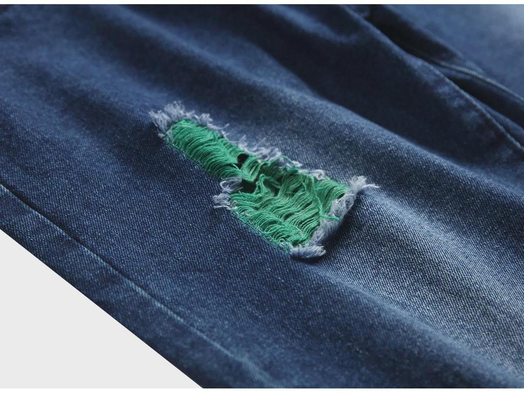 Мужские рваные джинсы Cross-Border Slim Fit из денима