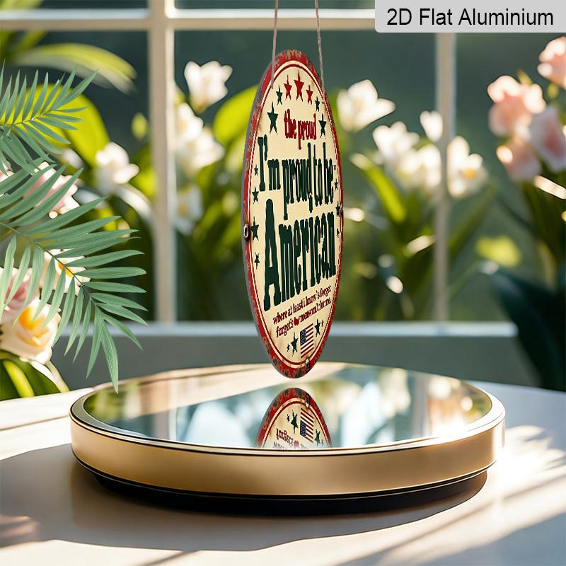 2D Flat, 1pc Vintage Style Round Aluminum Sign, USA Pride Metal Tin Sign - Patriotic Theme Rustic Metal Wall Art, Stars Stripes Round Aluminum Sign