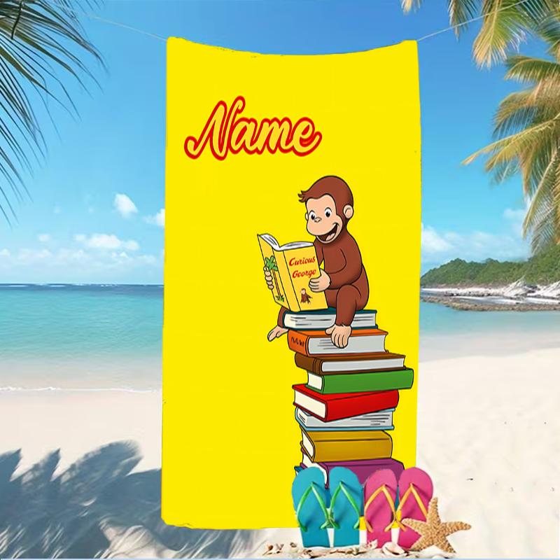 Customizable personalized beach towels Curious George themed designs.Suitable for the beach, yoga, sports;ideal as beach accessories