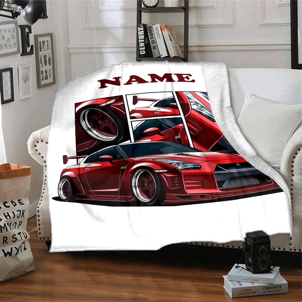 Custom Name Racing Theme Printed Blanket - Perfect for Couch, Bed, Travel & Outdoor Use | Machine Washable, Cozy & Durable.
