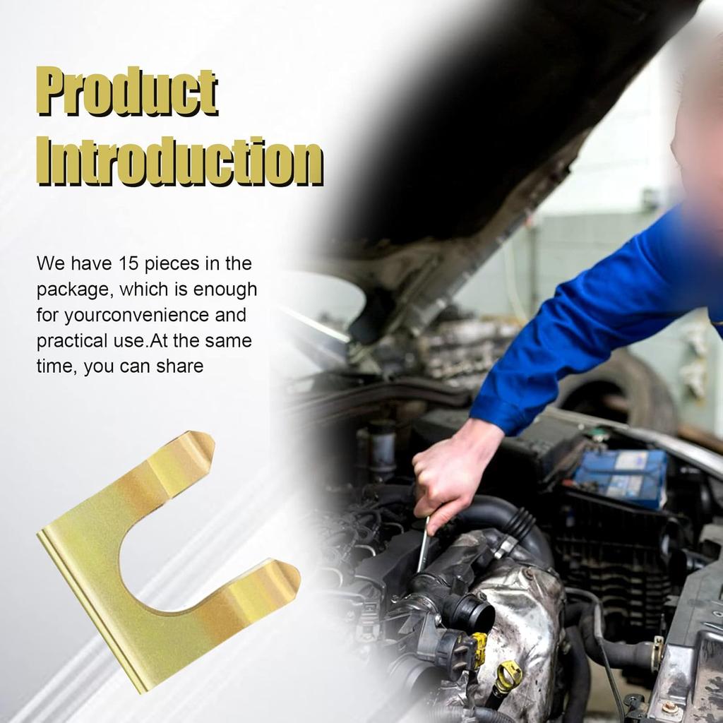 15 Pieces Brake Line Clips Metal Brake Line Retainer U Shaped, Brake Hose Bracket, Parking Brake Cable Clip Replacement Hose Retaining Clip Brake