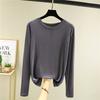 Women's Modal Long Sleeve T-Shirt Crew Neck Solid Slim Fit Basic Undershirt Thin Versatile Casual Top