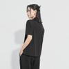 Футболка из темного тенселя Ice Silk Drape Hem Roman T-Shirt - женский топ с уникальным дизайном