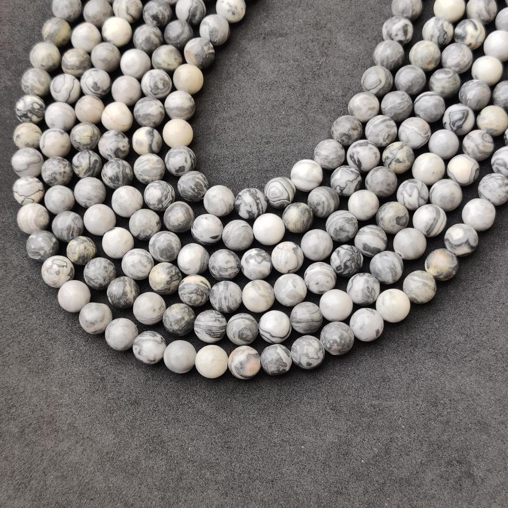 Удивительные бусины из матовой серой яшмы из натурального драгоценного камня, свободные бусины из драгоценных камней, гладкие круглые бусины диаметром 6, 8 и 10 мм.