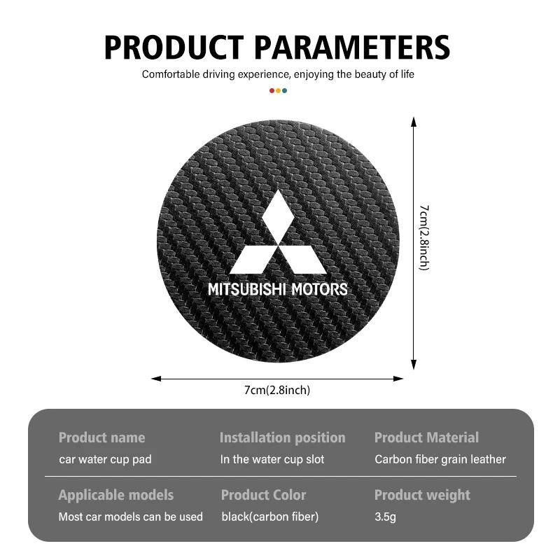 Carbon Fiber Car Cup Pad Interior Styling Coaster for Mitsubishi Triton L200 Xpander Pajero Sport Auto Accessories
