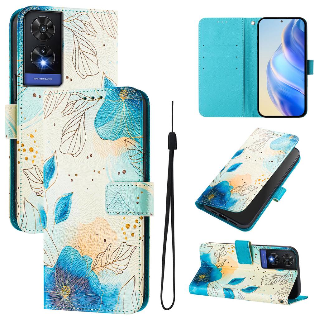Роскошный кожаный чехол-книжка с синим цветком для TCL 305,306,403,501,TCL 30,30 Plus,30 XE 5G,201,20 R,40R,TCL 40 SE...