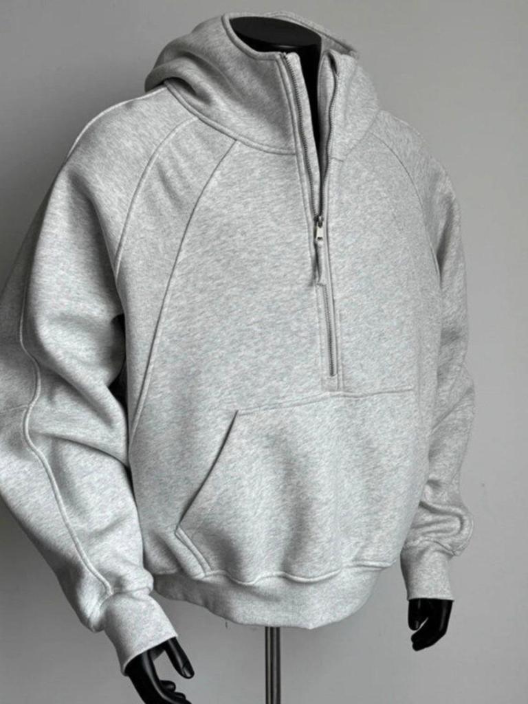 Унисекс Деконструированное худи с воротником-стойкой на молнии до середины для весны и осени