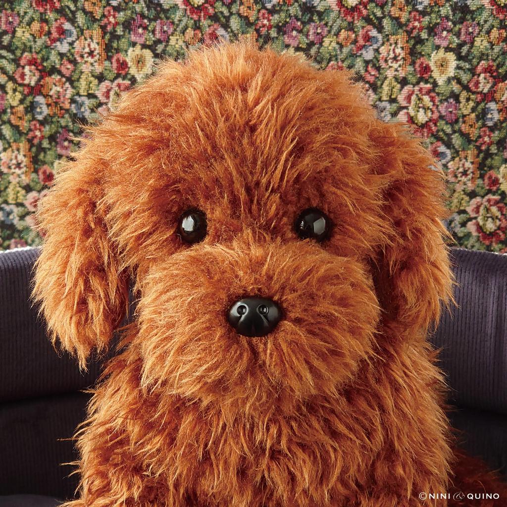 Ninian and Kino Plush Toy Realistic Toy Poodle Freely Approximately 33cm Lifelike Pet Dog, (Red), Poseable, Long,