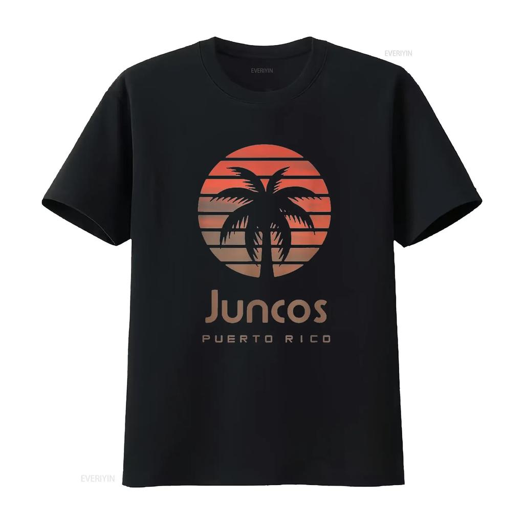 Womens Juncos Puerto Rico T Shirt Black Small vintage Washed homme streetwear Breathable Slightly Casual graphic