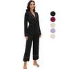 Women’s Sleeping Suits Long Sleeves Robes Long Pants Set 2 Pieces Pajamas Home Clothing Sleep Lounge Wear