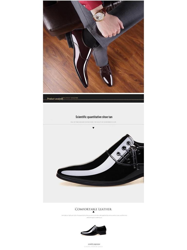 Мужские туфли из натуральной кожи Dragonfly с острым носком для официальных мероприятий - Мягкая подошва, корейский стиль, доступны большие размеры