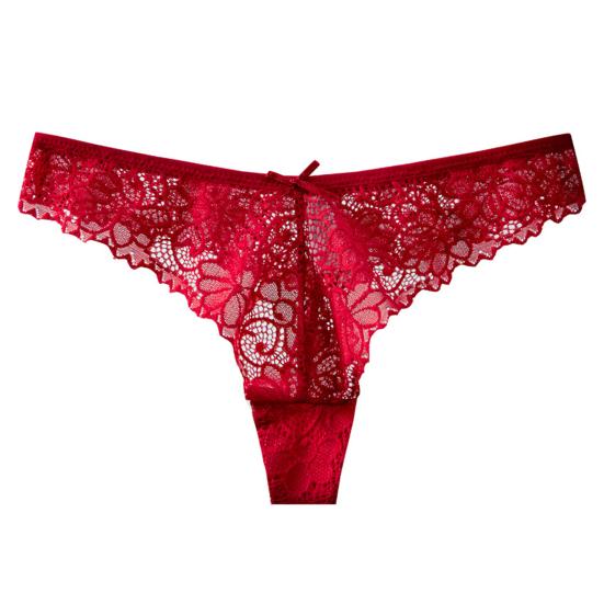 Women's Lace Thongs Sexy T Back Low Waist See Through Bikini Panties Seamless Stretch No Show Underwear