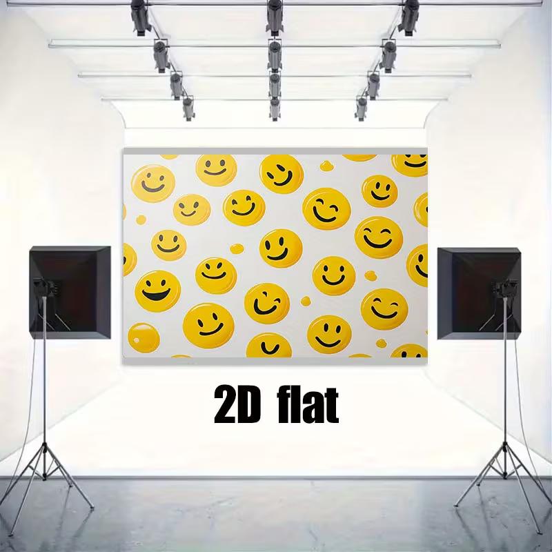 2D Bright Smile Face Pattern Backdrop for Outdoor Video & Photoshoot