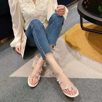 Сандалии на блочном каблуке для женщин Толстые повседневные женские туфли на среднем каблуке Дизайнерские дешевые ликвидационные роскошные летние 2024