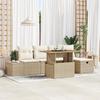 VidaXL 6-Piece Garden Sofa Set with Cushions Beige Poly Rattan 3360047