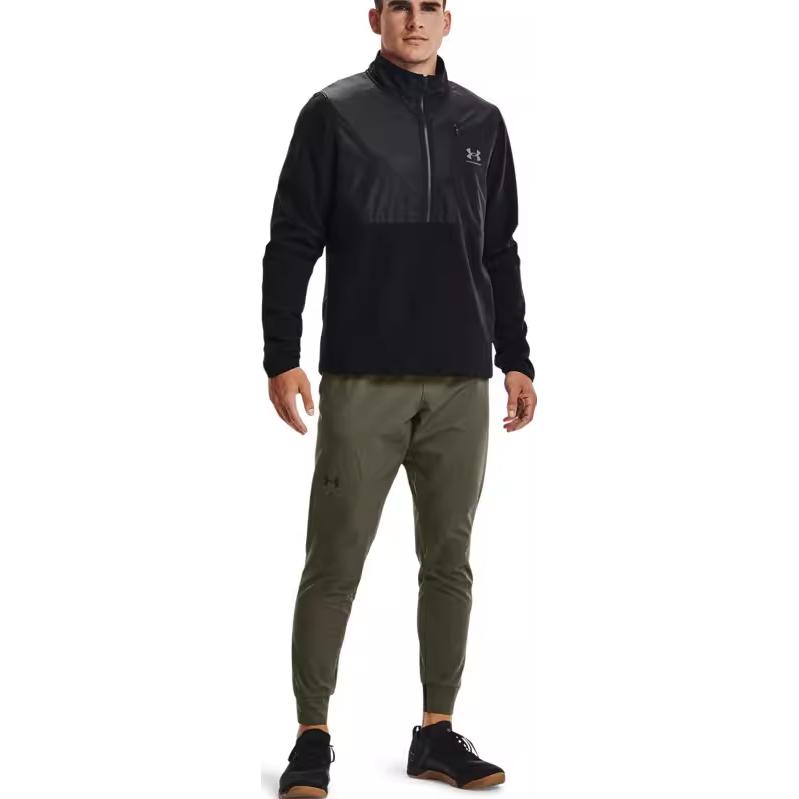 Under Armour Однотонная спортивная повседневная толстовка с капюшоном на молнии 1/2, мужская толстовка с капюшоном, черная 1366196-001