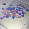 Impact Resistant Craft Tiles Mini Iridescent Acrylic Squares, Translucent Rainbow Pieces, 2cm 3cm Holographic Colorful Mosaic Art Supplies for