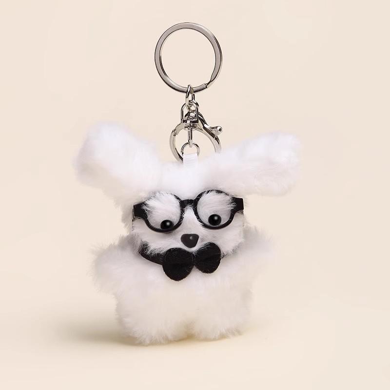 Plush Eyecatching Dog Keyring With Adorable Accessories And Soft Design Material
