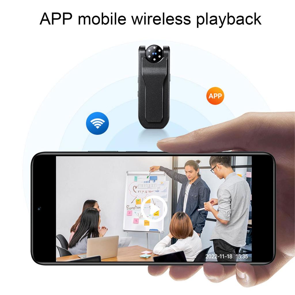 4K Mini Body WiFi Pocket Worn Wearable Small Video Recorder with Rotatable Lens and Night Vision Sports Camera Police Body Cam for Law Enforcement