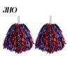 Fluffy Pom Poms 2Pcs Cheerleader Metallic Foil Exquisite Workmanship Hand Flowers with Handle for Sports Competitions Celebrations Durable Accessories