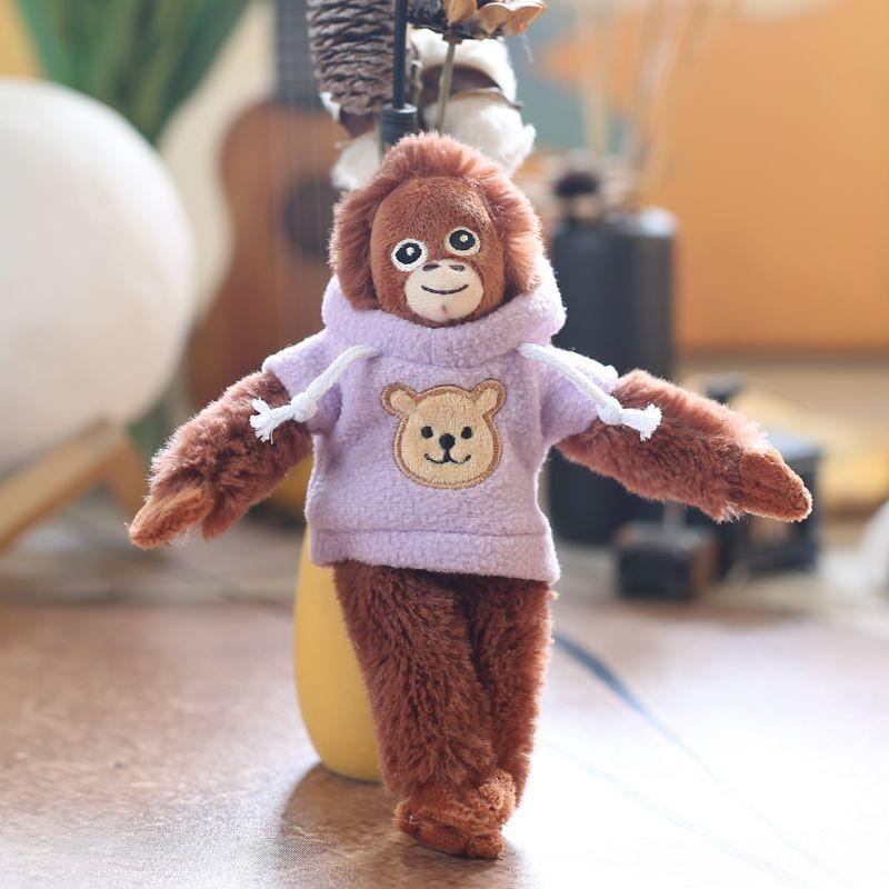 Hoodie Monkey Keychain Pp Cotton Plush Pendant Portable Gift For Girls Kids