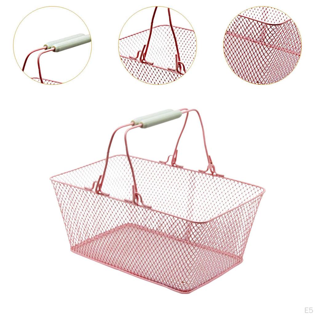 Basket of Multifunctional Metal Practical Portable with Handles for Supermarket