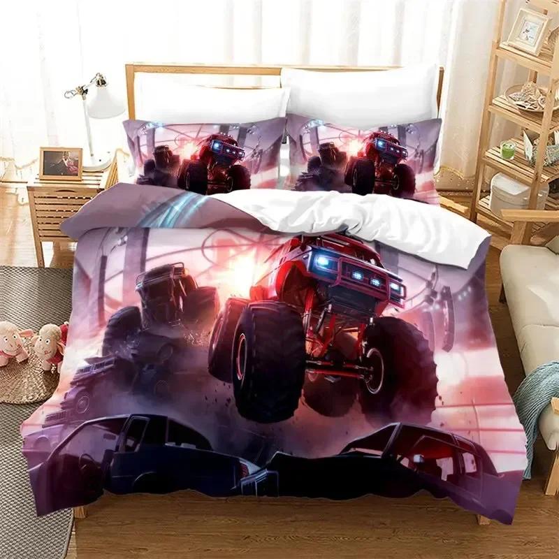 Monster Truck Cool Vehicle Off Road Vehicle Bedding Set Boys Girls Twin Queen King Size Duvet Cover Pillowcase Bed boys Adult