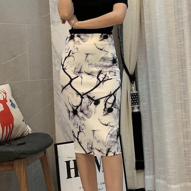 Летняя элегантная юбка-карандаш с мультяшным принтом, женская облегающая юбка до колена с высокой талией, женская
