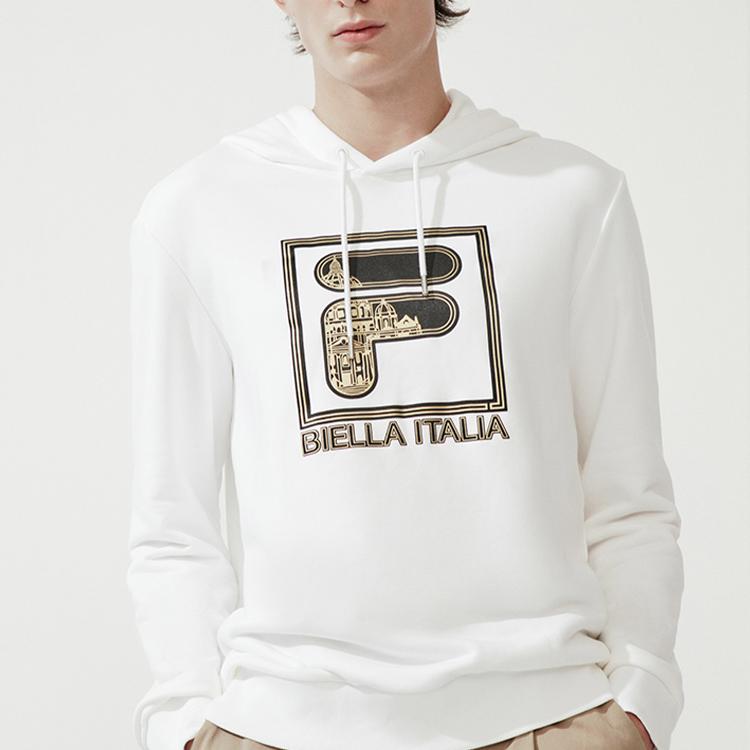 Fila Мужская толстовка с капюшоном и завязками на логотипе, белая F11M018206F-WT