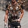 Men 3d Tiger Print Short Sleeve Crew Neck Breathable Medium Stretch Casual Fashion Outdoorparty Weekend Wear