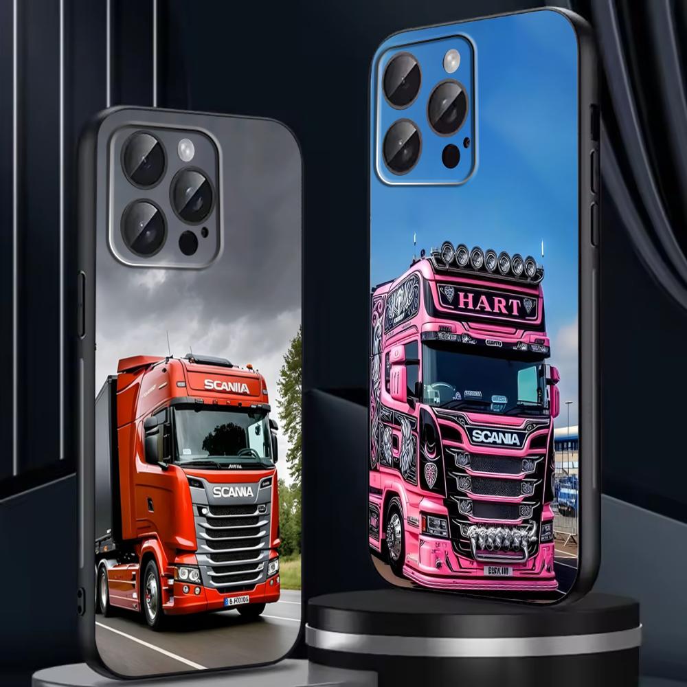 Чехол для телефона S-Scania TruxES для iPhone 16 16e 15 14 13 12 11 Plus Mini Pro Max Мягкий черный Ударопрочный чехол