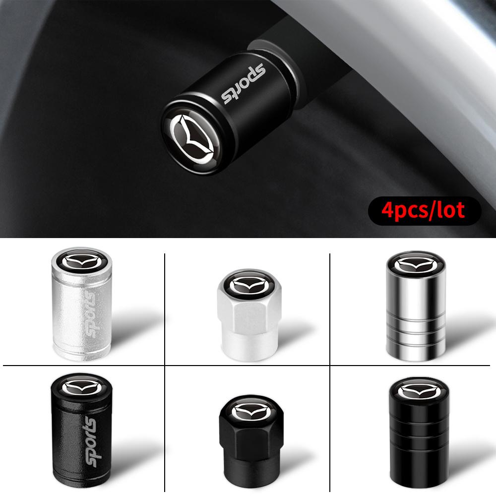 Frosted 4pcs Car Tire Valve Cap Metal Dust Cover Accessories For Mazda 2 3 5 6 Axela Atenza Demio Speed CX4 CX-5 CX7 CX-8 MS h2