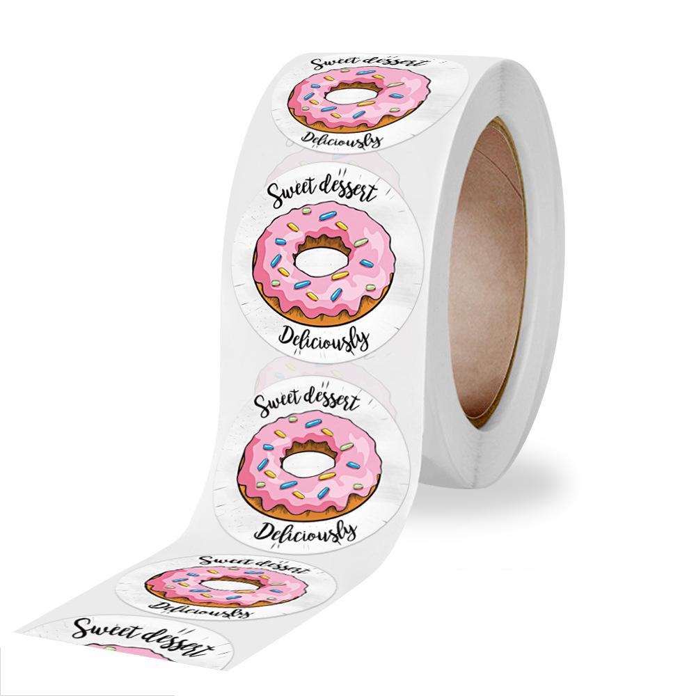 50-500pcs Gift Cake Baking Packaging Decoration Stickers Delicious Donut Style Stickers Gift Packing Supplies Adhesive Stickers