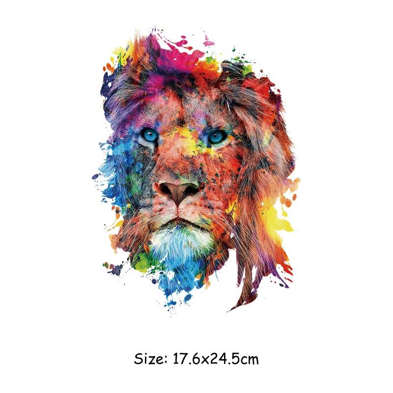 Cartoon Animal Diy Patch Iron On Clothes Jeans Fashion Diy Accessory Sticker Heat Press Appliqued Thermal Patch Wolf Lions Dog