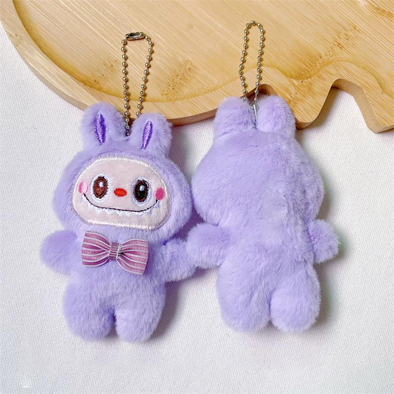 Cartoon Labubu Plush Toys Doll Keychain Kawaii Anime Pendant Keyring Cute Children Girls Birthday Gifts Backpack Hang