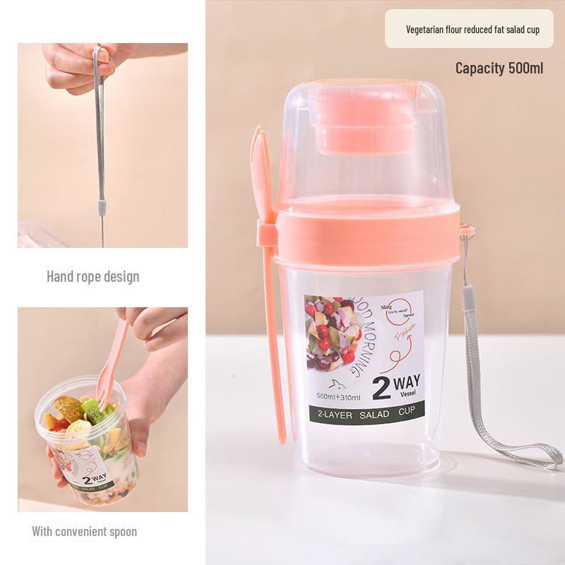 Портативная банка Мейсона для завтрака, салатная чашка с ложкой - легкий йогурт и фруктово-овощная чашка для похудения, салаты для снижения веса