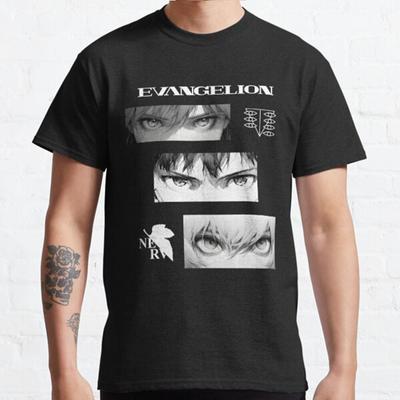 Летняя мужская мода повседневные рубашки с короткими рукавами Neon Genesis Evangelion черные футболки большие футболки
