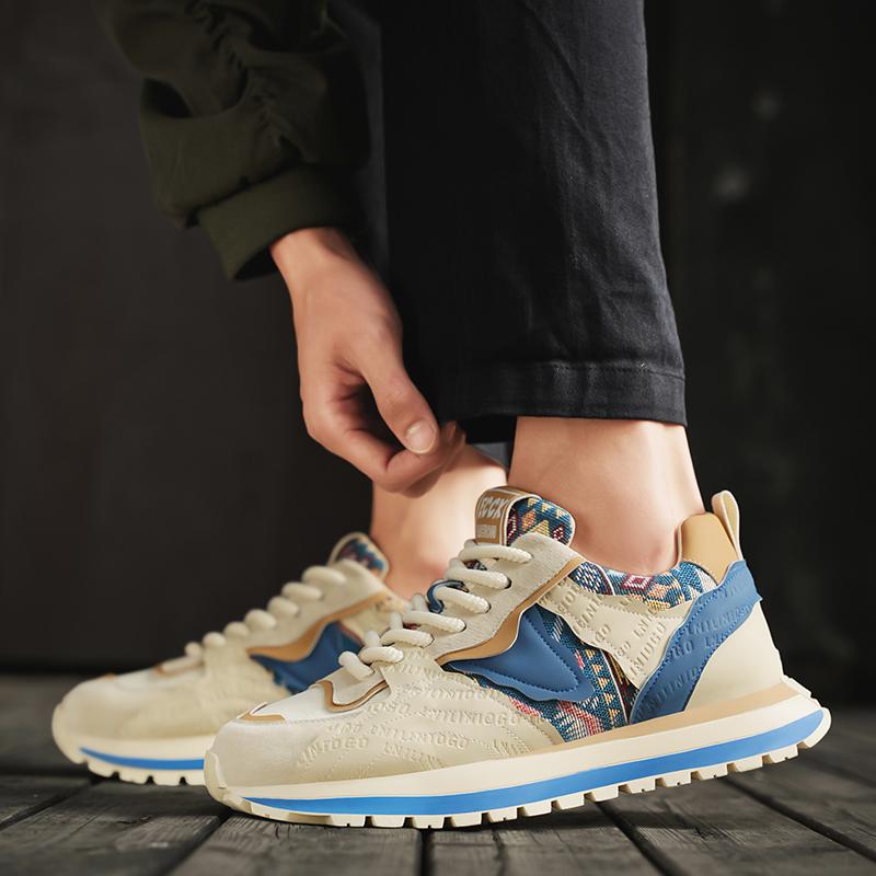 Hot Selling Beige Men's Casual Sneaker Fashion Patchwork Designer Shoes Men Low-cut Comfortable Chunky Sneaker Men Leisure Shoes