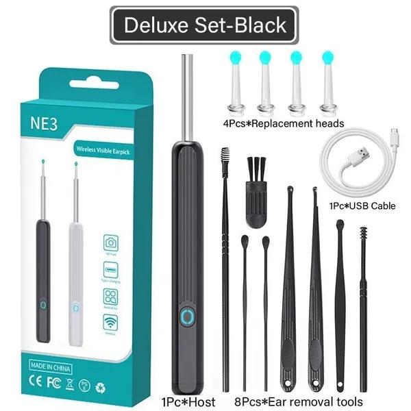 Очиститель ушей Высокоточный инструмент для удаления ушной серы со светодиодной подсветкой камеры Беспроводной отоскоп Умный набор для чистки ушей-1 комплект