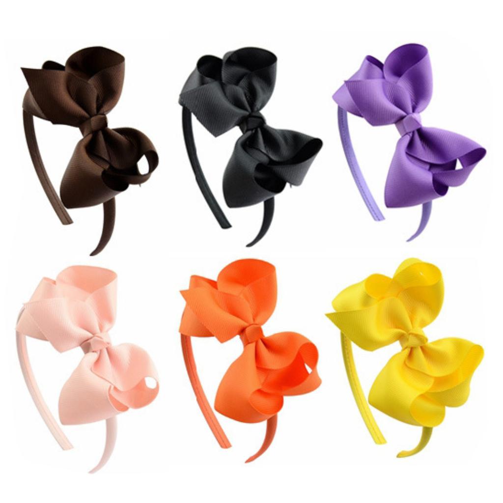 6 Pack Hair Bows Plastic Hair Headband Grosgrain Ribbon Headbands Hair Hoops Hair Accessories for Baby Girls Kids