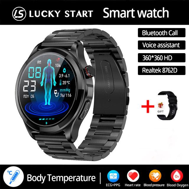 2024 AMOLED Новые ЭКГ+ППГ SOS экстренный вызов Смарт-часы Bluetooth вызов Монитор здоровья Часы сердечного ритма артериального давления Спортивные Смарт-часы для мужчин