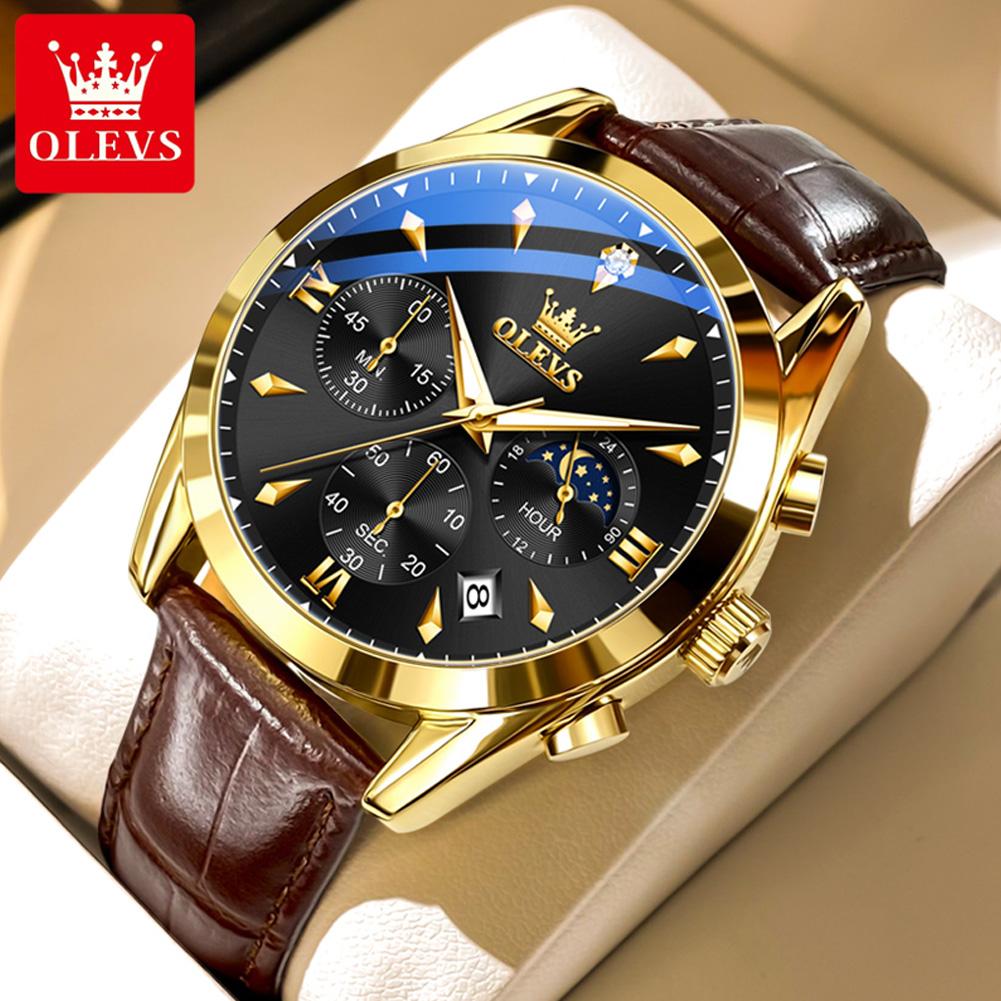 Men's Multifunctional Waterproof Luminous Quartz Timing Calendar Watch, Light Luxury Business Watch
