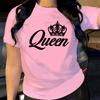 Women's T-shirt Casual Black Short Sleeved Printed Loose Top Design Clothes