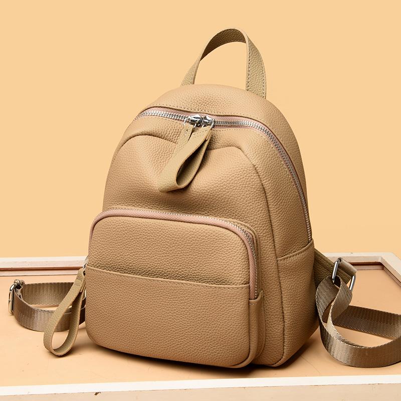 Genuine Leather Backpack for Women Designer Backpack Solid Color Travel Backpack High Quality Luxury
