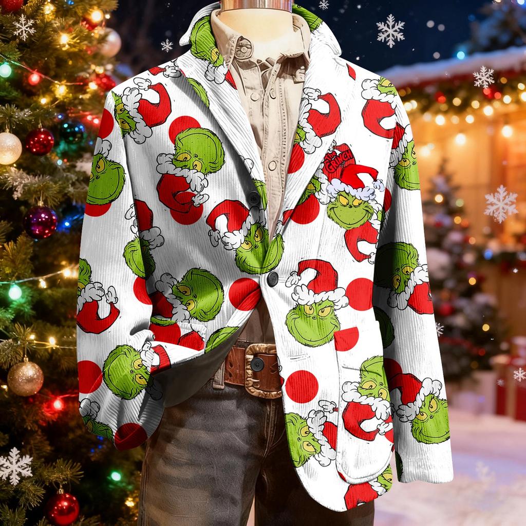 Мужской уродливый рождественский вельветовый теплый карманный пиджак-кардиган, мужской повседневный костюм