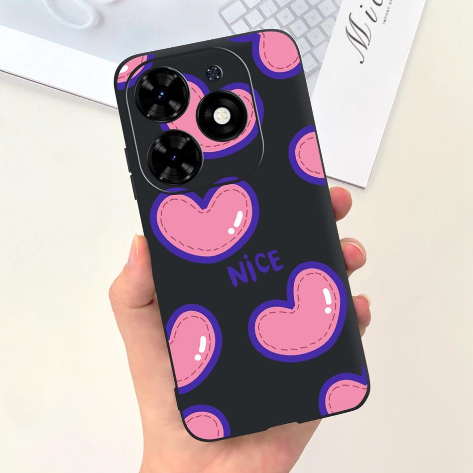 Чехол для Tecno Spark Go 2024 Милый Цветочный Узор Сердечки Конфетный Цвет Мягкий Силикон Тонкая Задняя Крышка Телефона Для Spark Go (2024) BG6