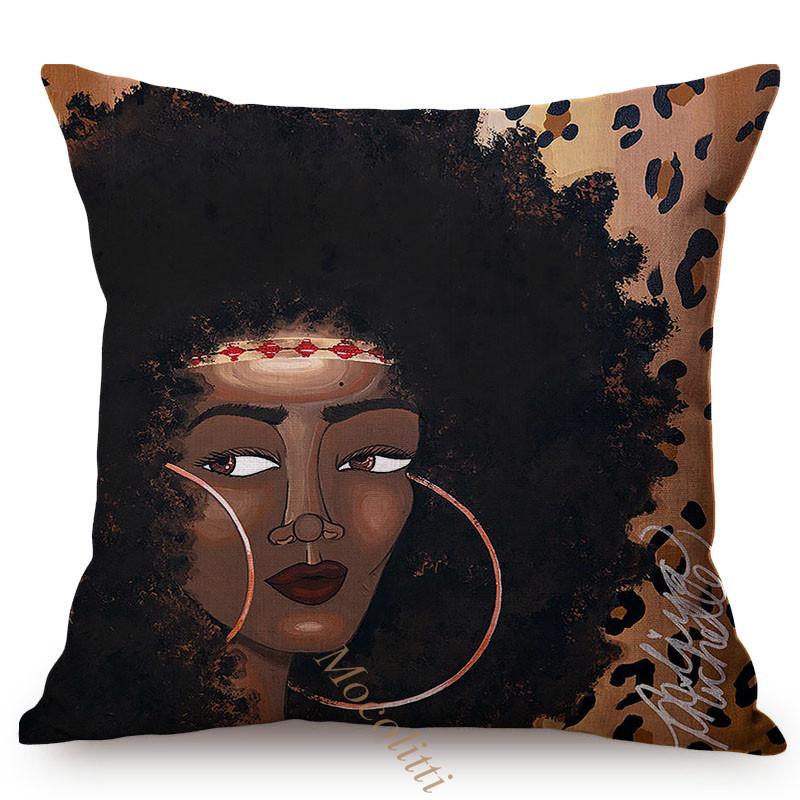 Pop Abstract Africa Woman Pattern Pillow Case, Sexy Oil Painting Art, Sofa Decoration, Cotton Linen Cushion Cover, Fashion