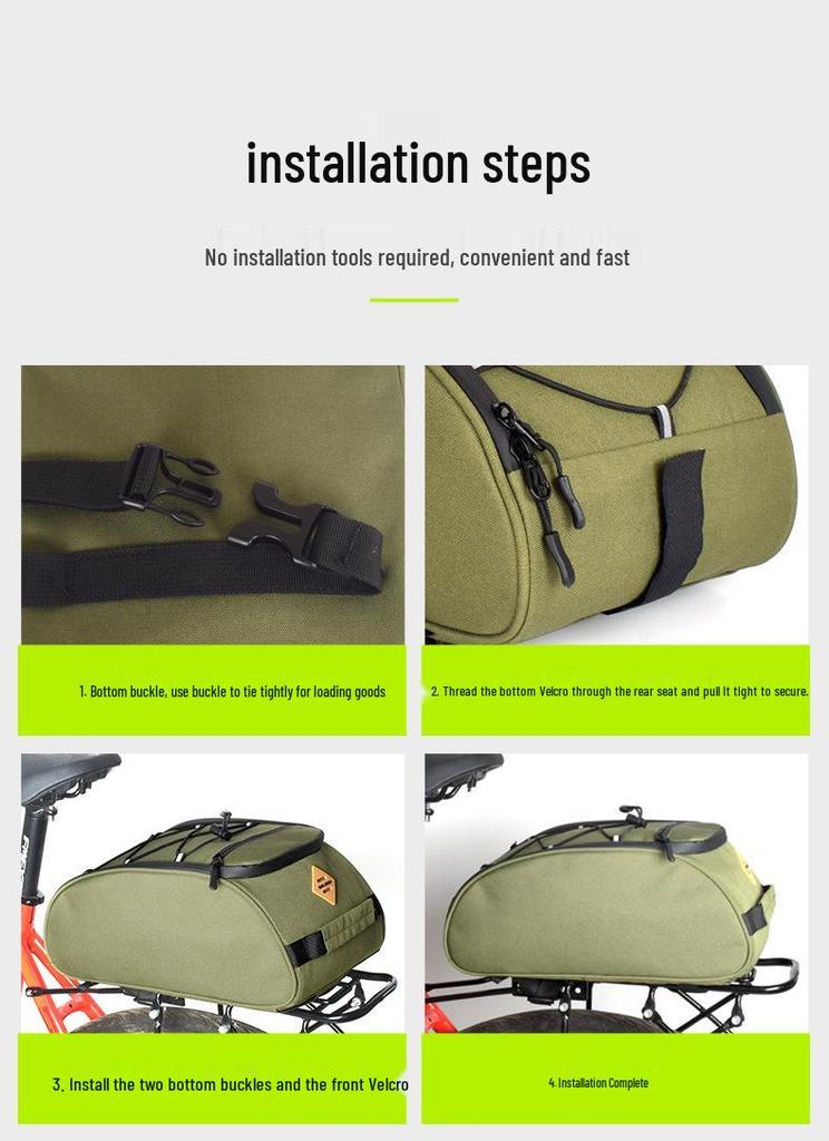 Folding Bike Quick-Release Pannier: Bicycle Luggage Rack, Tail Bag, Cycling Storage for Long-Distance Rides